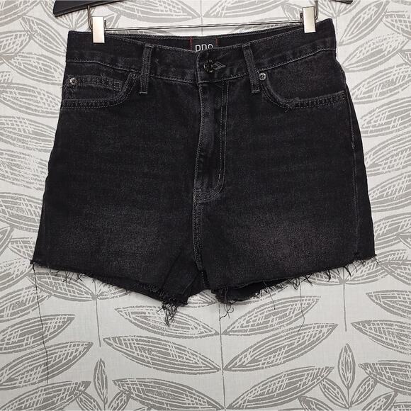 BDG Pants - Bdg Shorts Black Denim High Waist Raw Hem